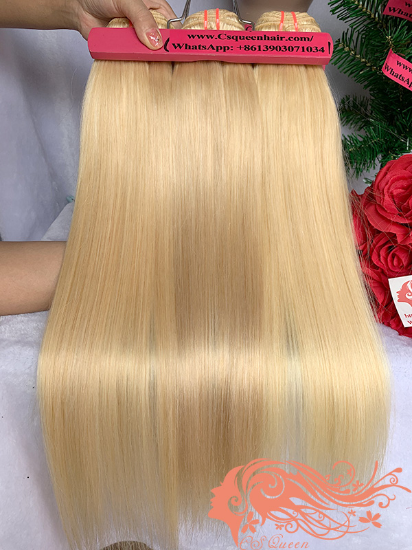 Csqueen 9A #613 Straight hair Virgin hair 100%Human Hair Extensions - Click Image to Close